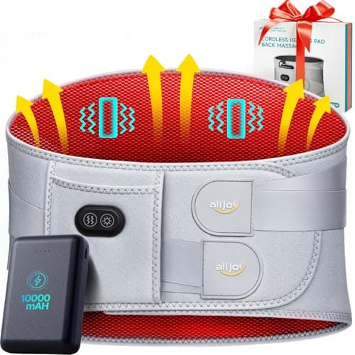ALLJOY 10000mAh Cordless Heating Pad for Back Pain Relief FSA Eligible HSA, 67" Lower Back Massager with 3 Heat 3 Vibration, Portable Heating Pad for Cramps, Birthday Gifts for Women Men Mom Dad