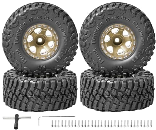 RcThjia 1.0 Beadlock Wheel Soft Tire Set RC Upgrade Part for Traxxas 1/18 TRX4M 1/24 RC Crawlers car Axial SCX24 FMS FCX24 Gladiator Bronco C10 JLU Deadbolt B17 Upgrade.(4Pcs/Set) - Image 1