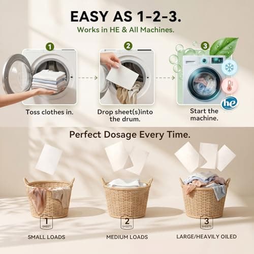 Laundry Detergent Sheets 120 Loads Stain-Fighting Enzymes - Plant Powered Fragrance Microcapsules Eco-Friendly Laundry Soap Sheets - Home or Travel Flax scent 60 sheets - Thumbnail 6