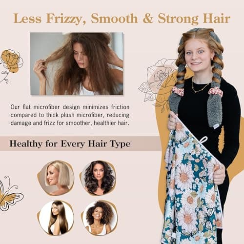 BlairCo. Microfiber Hair Towel Wrap for Women - Anti-Frizz Quick Dry Hair Wrap for Long Hair - Hair Towels for Women, Hair Drying Towel Wrap-Teal Butterfly Floral - Thumbnail 6