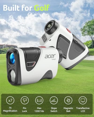 Acer Pro Golf Rangefinder with Slope Switch, Pin Lock Vibration - 1200 Yards Laser Range Finder Golf, 7X Magnification, Rechargeable Battery with Magnet Stripe, IP54 Waterproof, Golf Gifts for Men - Thumbnail 4
