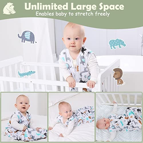 Lictin Baby Sleep Sack 0.5 Tog - 2 Pack Toddler Sleeping Sack 18-36 Months, Summer Baby Sleeping Bag, Sleeveless Baby Wearable Blanket with Adjustable Length and 2-Way Zipper - Thumbnail 4