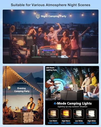 Aaoyun Portable Power Station 300W, 296Wh Solar Generator with 100W USB-C In/Output, Night Light & LED Flashlight, Compact Camping Battery with Strap for Outdoor CPAP Home Backup Emergency - Thumbnail 6