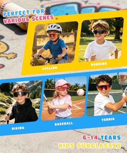 KALIYADI Polarized-Kids-Sunglasses Youth Baseball Sunglasses: Cycling Running for Boys Girls UV400 Protection Age 6-14 - Thumbnail 6