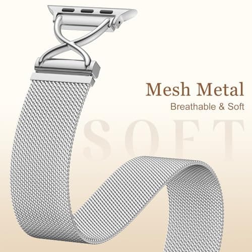 Dirrelo Band Compatible with iPhone Watch Bands for Women 40mm 41mm 38mm 42mm 44mm 45mm 49mm, Metal X-shape Clasp Magnetic Strap for Apple Watch SE 3 Band Series 11/10/9/8/7/6/5/4/3/Ultra(1/2), Silver - Thumbnail 3
