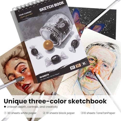 Four Candies Colored Pencils Set,120 Soft Colored Pencils for Coloring Books and Drawing,Blending,Shading. Non-Toxic Art Supplies with Portable Zipper Case & 3-Color Sketchbook for Artists, Beginners - Thumbnail 4