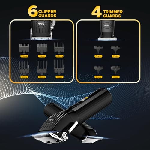 Cordless Hair Clippers for Men Beard Trimmers Kit with LED Display Rechargeable Haircut Grooming Shaver Gift for Men Women Barber Kids (Black) - Thumbnail 3