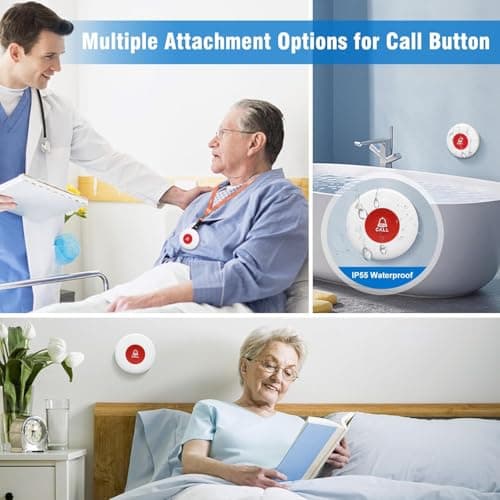 Daytech Caregiver Pager Call Button for Elderly Nurse Alert System for Seniors Patient Disabled at Home/Hospital/Clinic/Nursing Home 2 Emergency Button 2 Plugin Receivers - Thumbnail 2