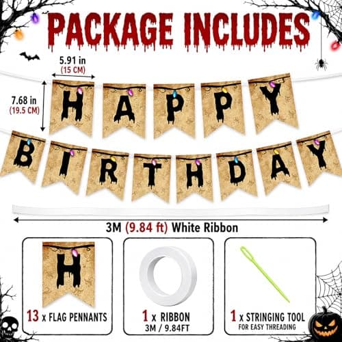 Stranger Retro Horror Birthday Banner Decorations, Creepy Dripping Letter Party Banner, Spooky Halloween Party Decorations, Horror Theme Party Decor - Thumbnail 2