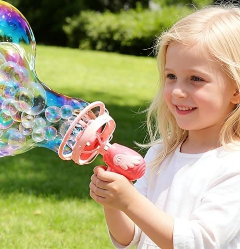 Bubble Gun for Kids, Automatic Bubble Machine with Double Bubble Effect, 1000+ Bubbles Per Minute, Birthday Christmas Party Favors Gift for Boys Girls Toddlers Age 3-9 - Thumbnail 3