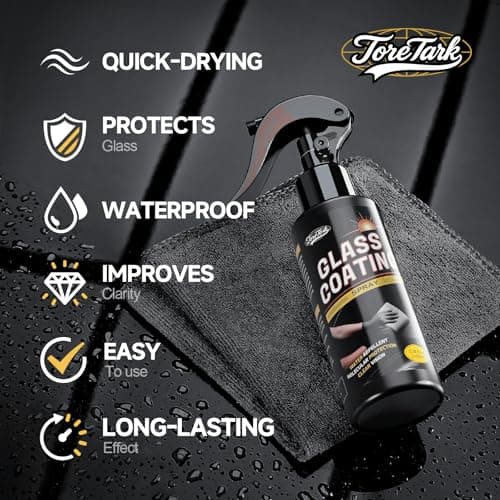 Toretark Car Ceramic Glass Coating Spray,Automotive Windshield Rain Repellent Glass Polish Protect, Long-Lasting Quick Dry Coat (3.38 fl oz +Towel) - Thumbnail 4
