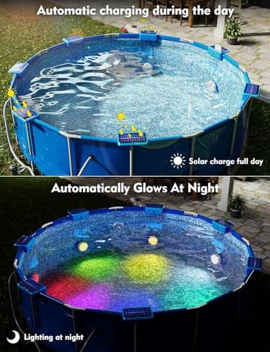 Skairipa Solar Pool Lights, Solar Powered Submersible LED Lights with Remote IP68 Waterproof Swimming Pool Lights 16 Colors Underwater Pool Lights for Above Ground Inground Pool, Pond (Blue, 2 Pack) - Thumbnail 3