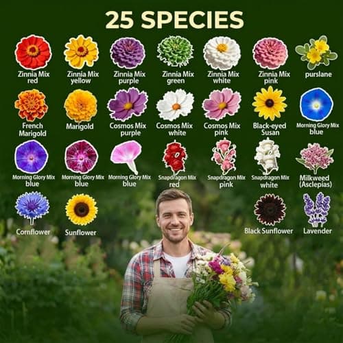 Wildflower Seeds Mix (3oz) - 89.400+Seeds - Non-GMO Milkweed Seeds for Monarch Butterflies - 25+Varieties Annual & Perennial Wildflowers Mix - Bulk Flower Seeds for Pollinator Gardens - Thumbnail 3