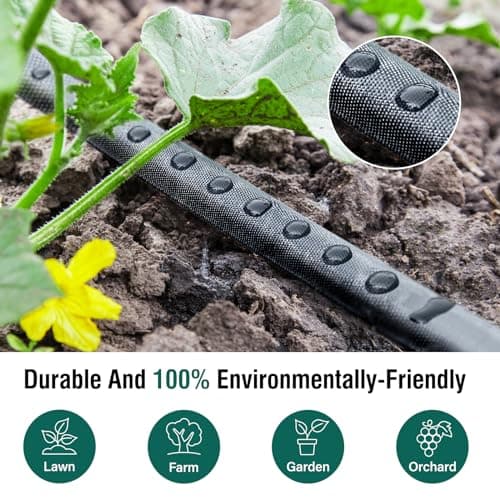 Soaker Hose - Flat Soaker Hose 100 FT for Garden Beds, 2 x 50 FT Garden Soaker Hoses with Heavy Duty, Double Layer Sprinkler Soaker Hoses - Thumbnail 5