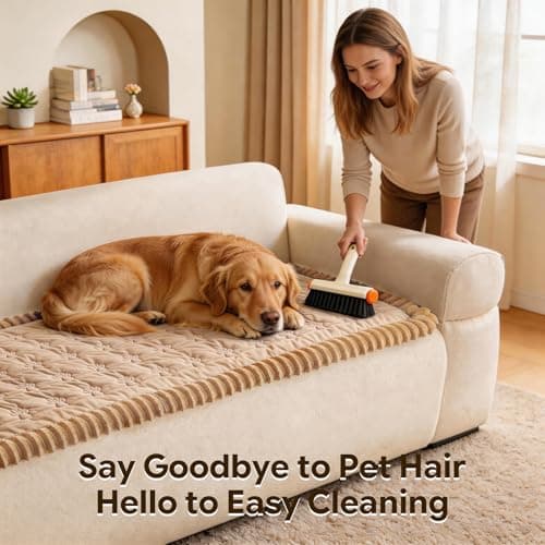 FUANGUI Couch Covers for Dogs Washable, Sofa Cover with Adjustable Straps for 2-3 Cushion Couch,Non-Slip Pet Couch Protector for Sectional & Leather Sofa, 1PC(Khaki, 27.6" x 59") - Thumbnail 6