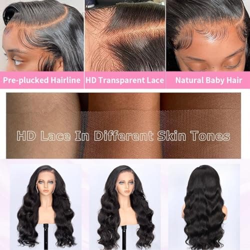 SUMT 28 Inch Body Wave Lace Front Wigs Human Hair 13X6 HD Lace Frontal Wigs 200% Density Pre Plucked Glueless Wigs Human Hair For Women HD Lace Frontal Wig Human Hair With Baby Hair - Thumbnail 3