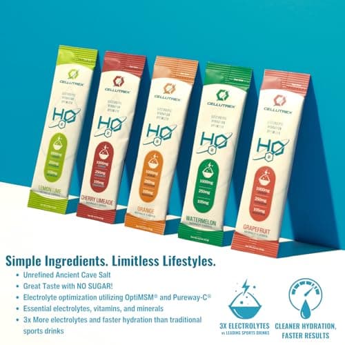Cellutrex® H2O Electrolytes – Electrolyte Powder Drink Mix, Zero Sugar, Natural Himalayan Salt Hydration Packets for Recovery and Wellness, FSA-HSA, Variety Pack, 20 Sticks - Thumbnail 3