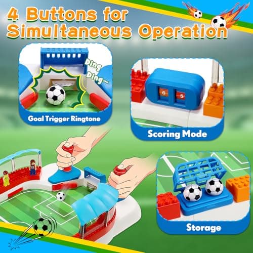 Soccer Board Game for Kids:Mini Foosball Table Game with 8 Figures&Shade Canopy for 3 4 5 6 7 8-12 Year Old Boys, Perfect Birthday Sports Gifts for Indoor Family Interaction & Parties & Birthday - Thumbnail 2