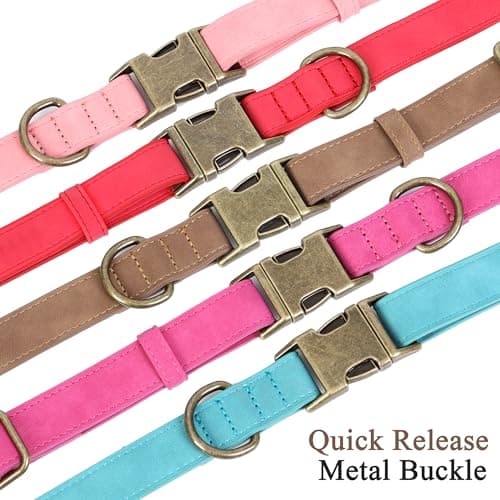 Jumpress Soft Leather Dog Collar for Small Medium Large Dogs, Heavy Duty Dog Collar Leather with Quick Release Metal Buckle, Durable & Adjustable for Medium Dogs Walking (Brown, M) - Thumbnail 5