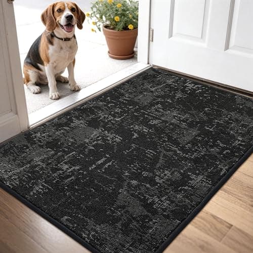 BEQHAUSE Dirt Trapper Door Mat 32" x 48", Non-Slip Doormats Washable Entryway Rugs, Stain Resistant Dog Door Mats Absorbent Welcome Floor Mat for Front Back Door, Mud Wet Shoes & Paws, Black - Image 1
