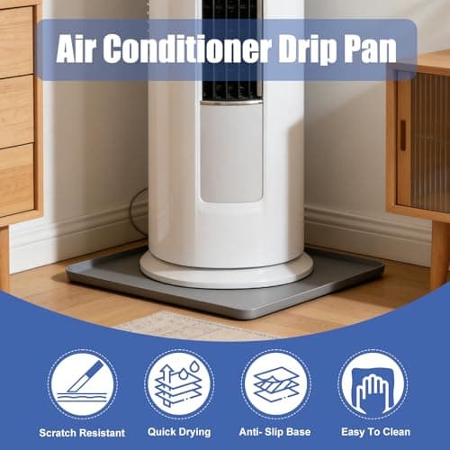 LTHCCOU Air Conditioner Drip Pan Waterproof Thick Portable AC Silicone Mat with Raised Edges 20''X20''X0.6 Non-Slip Under Humidifier Mini Fridge Mat for Floor Carpet Protect, Grey - Thumbnail 2