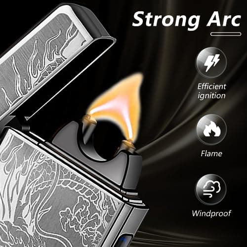 TIKIUKI Dragon Lighter Electric Lighters Rechargeable Windproof Flameless Plasma Arc Lighter Luxury Metal Cool Lighters,lighters for Candle,Incense Stick - Thumbnail 2