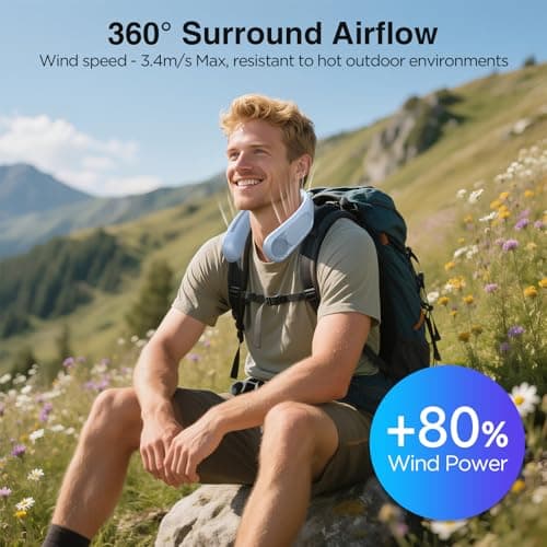 Hotsales Neck Fan, Hands Free Bladeless Neck Fans Portable Rechargeable, 6000 mAh Battery Operated Wearable Personal Fan, Cooling Neck Fan, 3 Speeds, USB Fan Gifts for Men, Women, Travel, Outdoor - Thumbnail 5