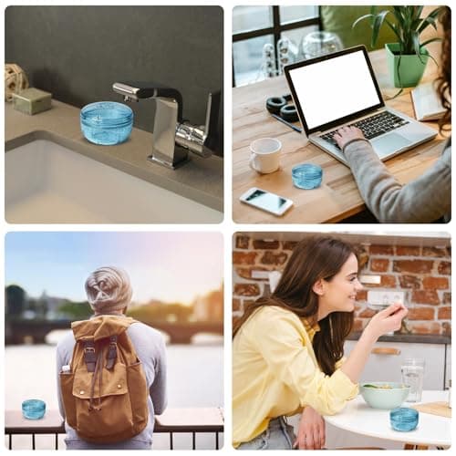 ACSKD Retainer Cleaning Case,Portable No-Leak Denture Cup Case with Dentures Brush Kit, Travel Retainer Cases with Vent Holes for Clear Aligner,Mouth Guards,Night Guard,Dentures (Blue) - Thumbnail 6