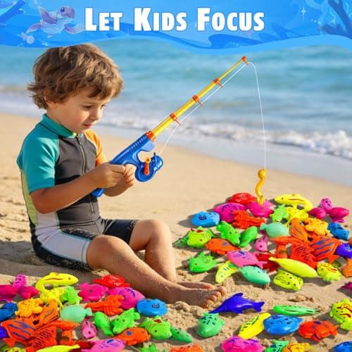 CozyBomB™ Magnetic Fishing Toy Pole 2 Pack for Replacement | No Fishes are Included, Bathtime Carnival for Toddler Education Teaching, Party Fishing Poles Rod Ocean Sea Animals Easter Gift (X-Large) - Thumbnail 5