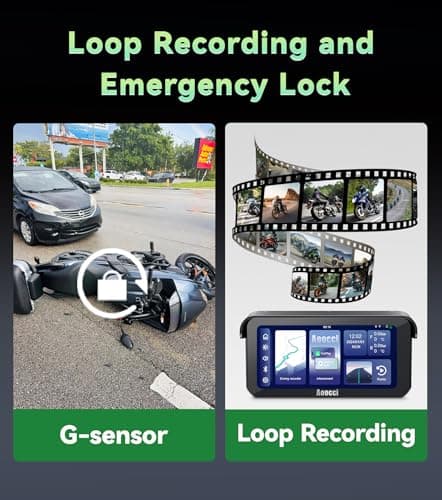 Aoocci C6 PRO Motorcycle Dash Cam Front and Rear, Motorcycle CarPlay, 1080P Dual Dash Motorbike Camera with Apple CarPlay and Android Auto, GPS & Emergency Lock, 140° Wide Angle, IP67 Waterproof - Thumbnail 6