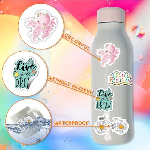 BJMOWIN 400PCS Water Bottle Sticker Pack, Cute Vinyl Stickers for Teens Adults, Bulk Waterproof Decals for Phone Skateboard Scrapbooking Students Back to School Rewards Party Favors Decor - Thumbnail 2
