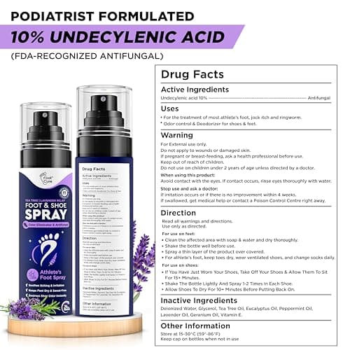 Foot Cure Shoe Deodorizer Spray - Tea Tree | Lavender Shoe Deodorizer for Smelly Feet, Athletes Foot Spray Odor Eliminator and Sweat Control | Removes, Controls & Prevents Odors - 120ml Made in USA - Thumbnail 6