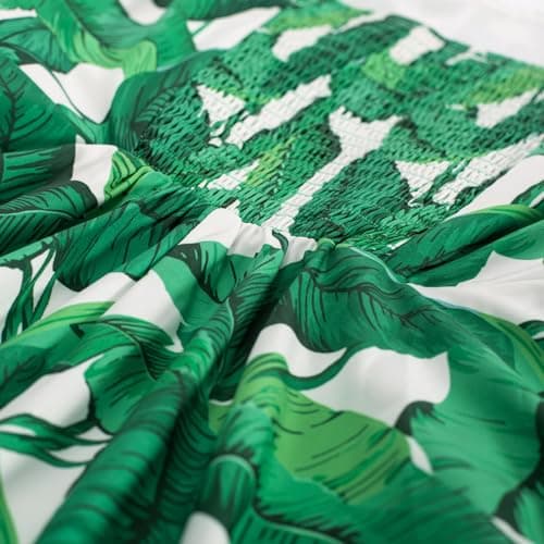 Belle Poque Spring Summer Dresses for Women Knee Length Dress Tropical Hawaiian Floral Dress Beach Vacation Green XXL - Thumbnail 4