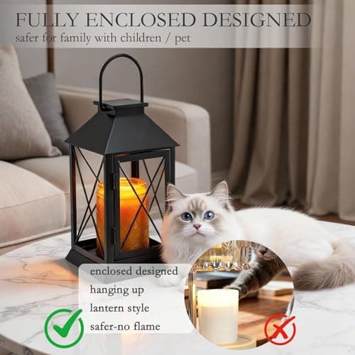 Candle Warmer Lamp with Timer,Compatible with 3 Wick Candles/Large Candel Jars,Vintage Lamp Candle Warmer Lantern,Dimmable Candle Lamp Warmer Farmhouse,Fully Enclosed Designed and Hanging Up-Black - Thumbnail 3