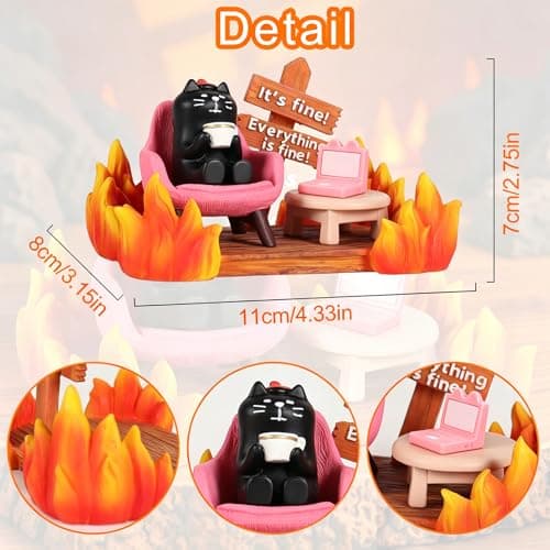 PAJH Miniatures Black Cat Figurines Desk Decor Cat Gifts for Women Cat Lovers Gifts Cute Cat Desk Accessories for Office Desk, Bookshelf, Coffee Table - Thumbnail 2