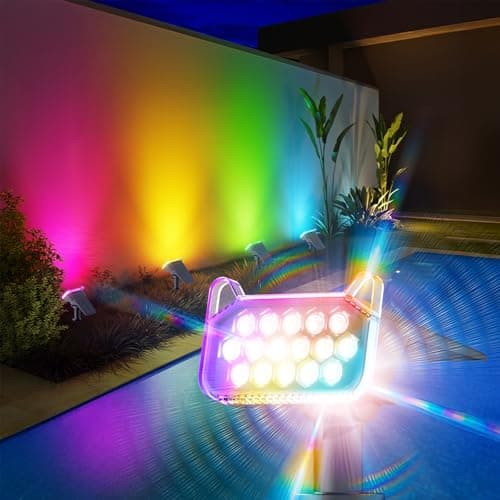 WdtPro 6 Pack Solar Color Changing Spot Lights, 10 Lighting Modes, Multicolor RGB Outdoor Lights, 9 Colors Auto Cycling Landscape Spotlights for Yard Garden Decoration - Image 1