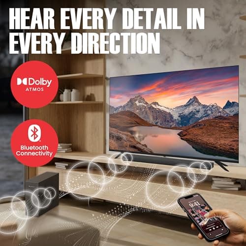 Audiosource 2.1 Soundbar, Wireless Subwoofer w/Dolby Atmos, Bluetooth Streaming for Smart TV and Multi-Devices, Compact Design, 240W Max Output, Remote Control Included, AS201 - Thumbnail 4