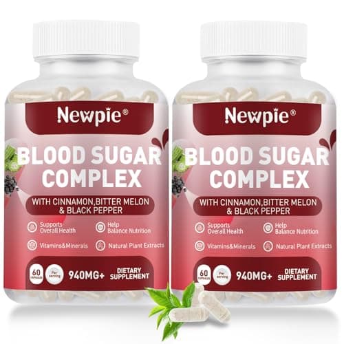 Blood Sugar Complex Supplement – Natural with 20 Active Herbs and Vitamins, Including Cinnamon, Bitter Melon, Black Pepper, Licorice, Vegan, Non-GMO, Gluten-Free, 120 Capsules - Image 1