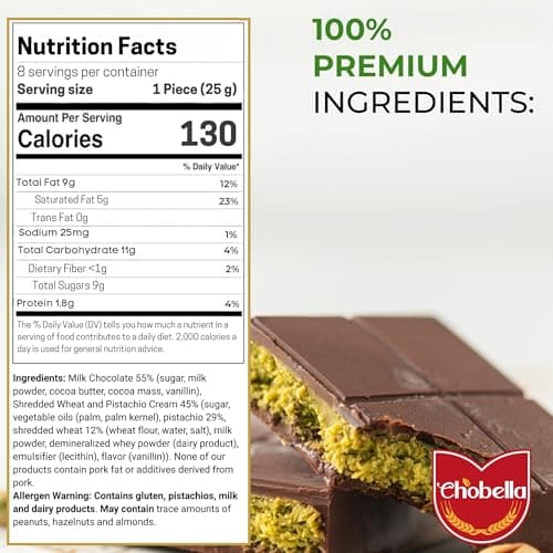 Chobella Dubai Chocolate Bar Pistachio, 7oz, Premium Dubai Chocolate Bar with Pistachio Cream and Kataifi, Viral Candy with Shredded Phyllo Dough, Knafeh - Thumbnail 2