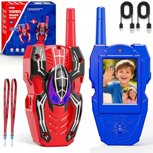 Video Walkie Talkies for Kids 2 Pack Rechargeable with Screen HD Camera &Voice Changer, 1000FT Long Range 2 Way Radio Toys Indoor Outdoor Camping Hiking Toys Birthday Gifts, Spider for Boys Girls 3-12 - Image 1