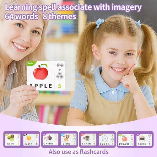 Matching Letter Games for Kids Ages 4-8,Learning & Education Toys for Preschool Boys Girls Spelling/Reading/Math Learning/Word Recognition,Birthday Gifts Educational Toys for Kindergarten Kids, Purple - Thumbnail 6