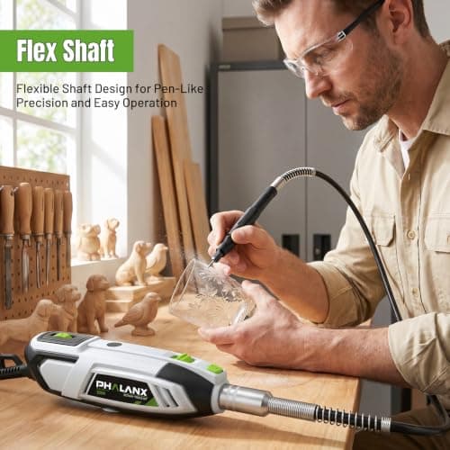 200W Rotary Tool Kit, 10000-38000 RPM 6 Speed Multi-Tool with Flex Shaft & 132pcs Accessories Kit, Power Rotary Tools for DIY Crafts, Engraving, Sanding, Polishing & Drilling - Thumbnail 6