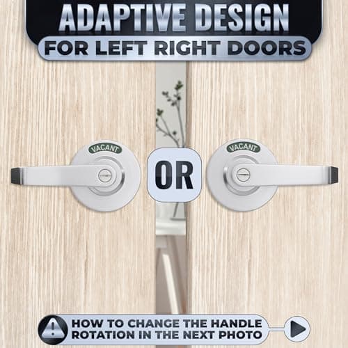 Commercial Door Handle With Lock – Vacant Occupied Bathroom Lock | 304 Stainless Steel, Visible From 50 Ft, Quick Install, L/R, for 1 3/8”–2” Doors | for Public Bathroom & Industrial Buildings - Thumbnail 6