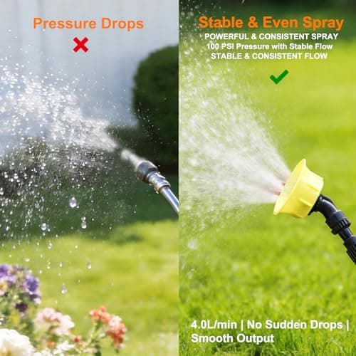 4 Gallon Battery Operated Backpack Sprayer, 100 PSI Electric Garden Sprayer with 12V 8Ah Rechargeable Battery, Trigger Lock, Stable Pressure Pump, Adjustable Nozzles for Lawn Care & Garden - Thumbnail 2