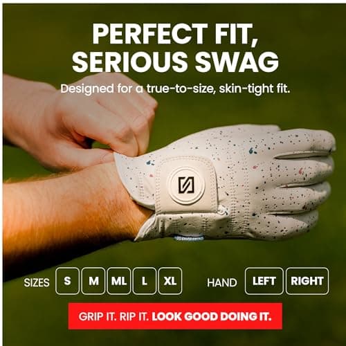 SKIVE Golf Premium Golf Glove | 100% AAA Cabretta Leather | Cool Golf Gloves Men | Serious Feel & Performance | Mens Golf Gloves Left Hand - Thumbnail 3
