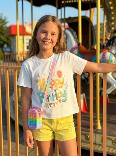 Birthday Girl Shirt for Girls Cute Graphic Tee Short Sleeve Casual Top for Kids Age 5-14 Birthday Party Outfit - Thumbnail 5