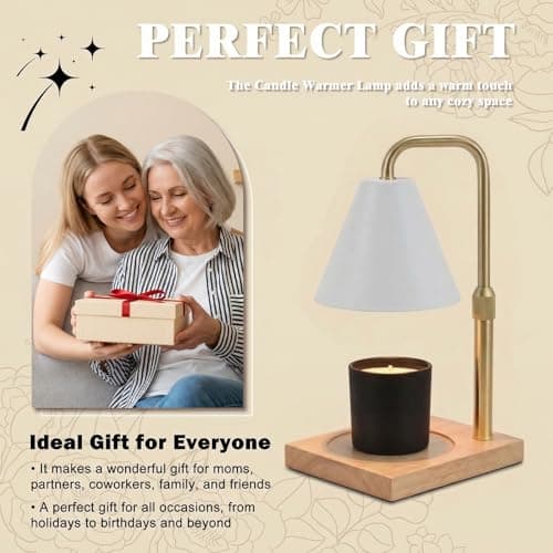 BJFFN Candle Warmer Lamp with Timer and Wireless Remote Control - Birthday Gifts for Women, House Warming Gifts New Home Decor, Wax Melt Warmer for Jar Candles with 2 Bulbs - White C - Thumbnail 6