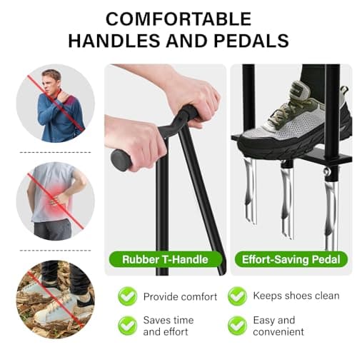VASALAID Lawn Aerator Tool, Manual Core Lawn Aerator with 3 High Strength Stainless Steel Tines, Less Prone to Clogging Heavy Duty Grass Aerating Tool for Keep Your Lawn and Garden Healthy - Thumbnail 6