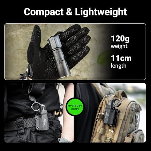 NEXTORCH ARTORCH 1600 Lumen Tactical Flashlight – Compact EDC Light with Integrated Tactical Ring, IP68 Waterproof, Nano-Ceramic Strike Bezel, Roller Switch, for Outdoor, Camping, Emergency, Police - Thumbnail 5