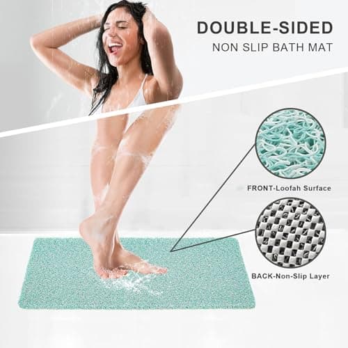 Nonslip Bathtub Mat, Anti Slip Bath Mat 0.6" Extra Thick, Quick Dry Bath Tub Anti Slip Shower Mat, Loofah Non-Slip Bath Mat for Tub Bathroom Pool Kitchen Entryway Home Hotel(Blue 16x24) - Thumbnail 3